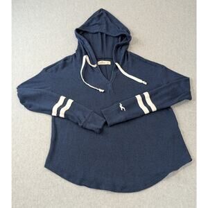 Hollister Pullover Hoodie Womens XS Blue Terry Long Sleeve Hooded Top Y2K Surf
